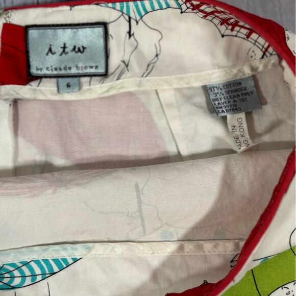 ITW Claude Brown Umbrella Graphic Multicolor Fun Teacher Preppy A-Line Skirt 6 - Picture 3 of 10